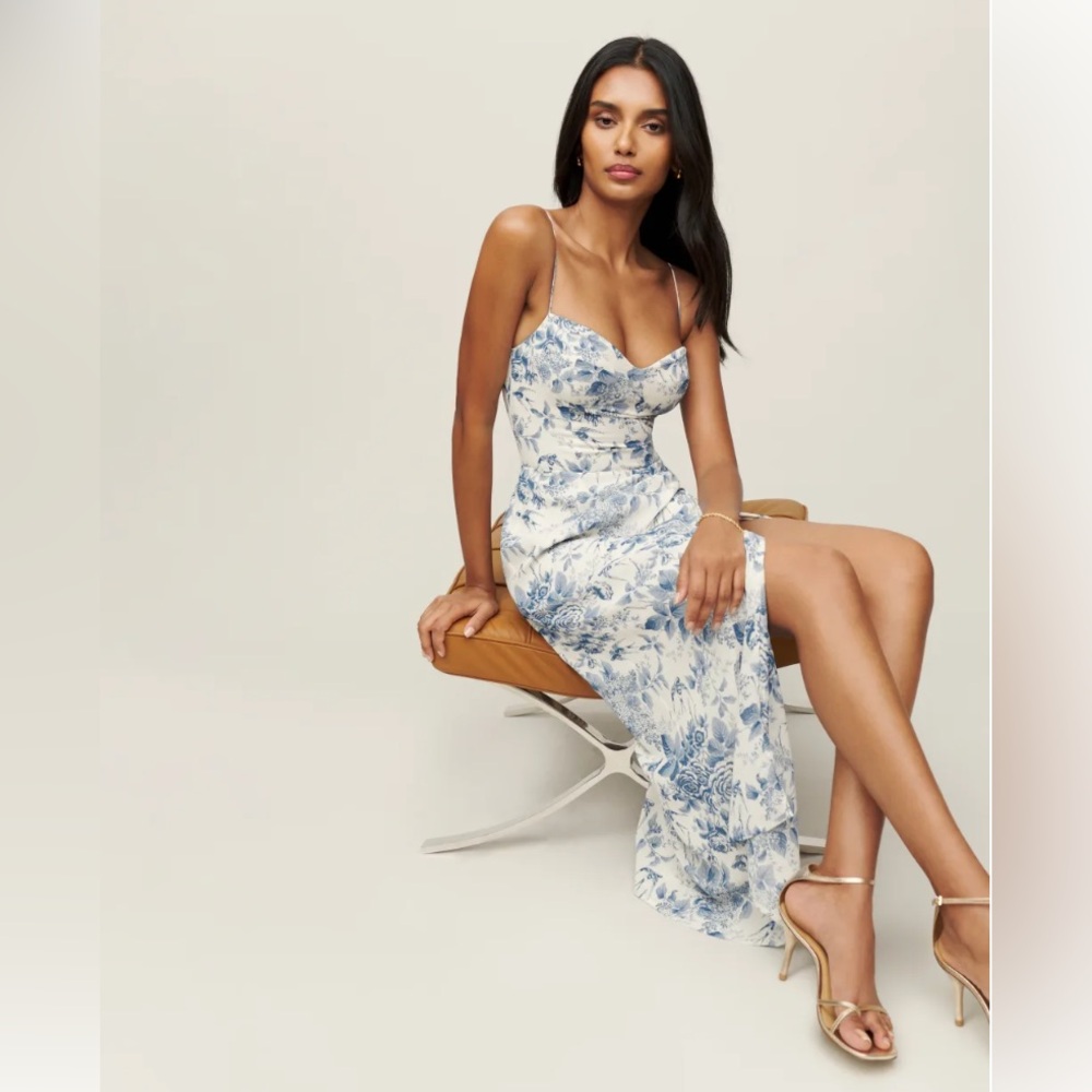 Reformation Kourtney Dress Blue Pompadour